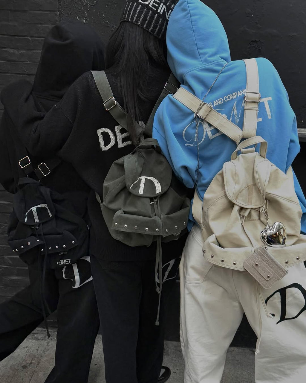 DEINET D & FRIENDS STUD POCKET BACKPACK IN IVORY