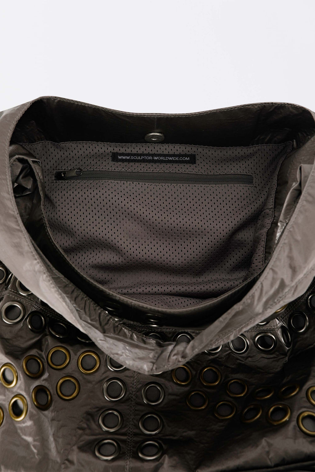 Sculptor Stud Metallic Hobo Bag Gun Metal