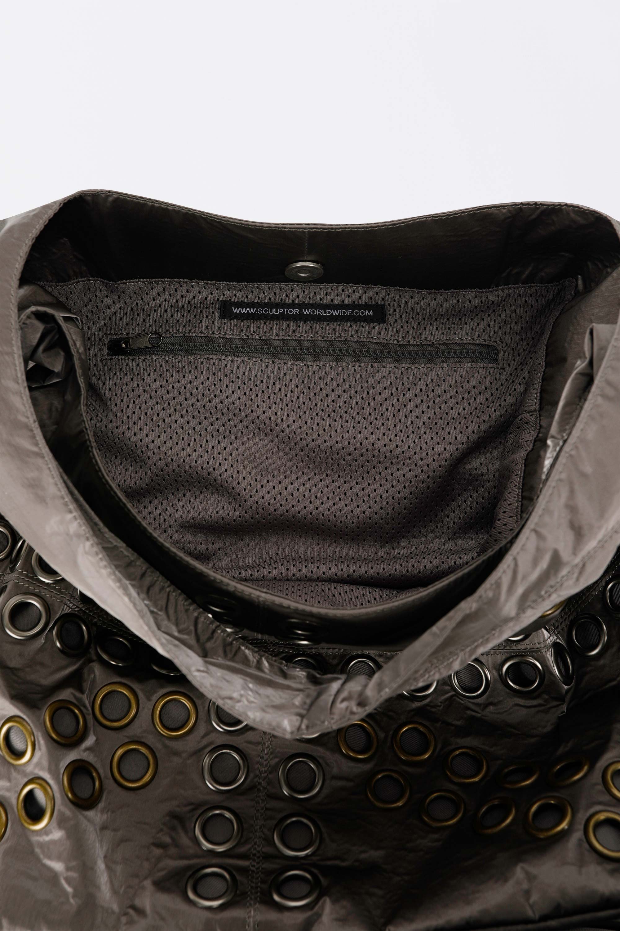 Sculptor Stud Metallic Hobo Bag Gun Metal