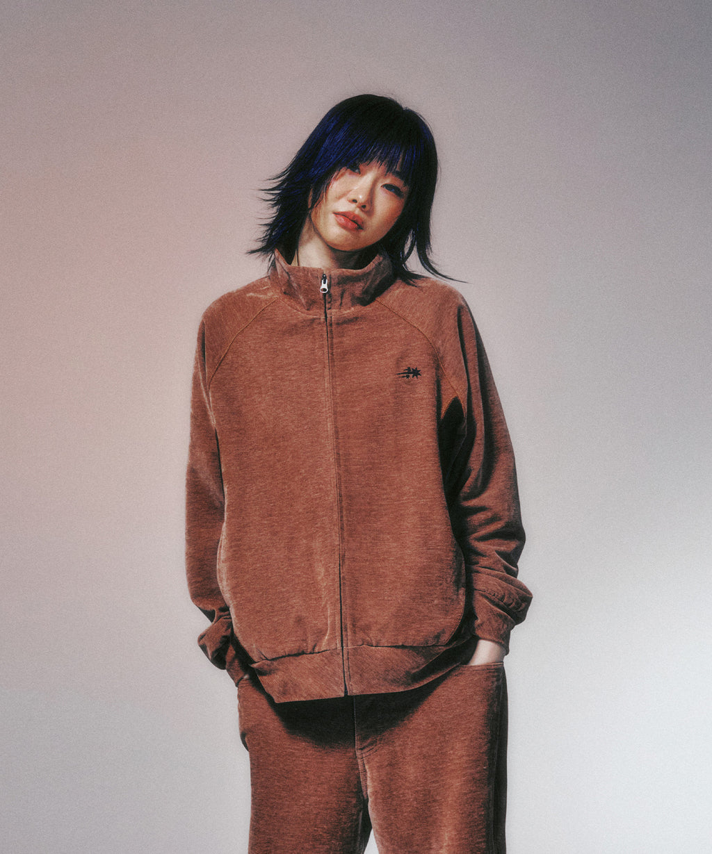 niceghostclub VELOUR TRACK JACKET [BROWN]