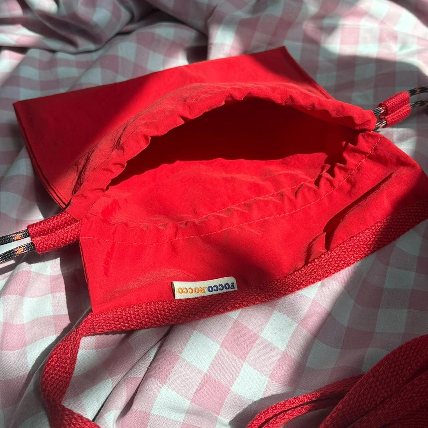 Drawstring Crossbody Bag / RED