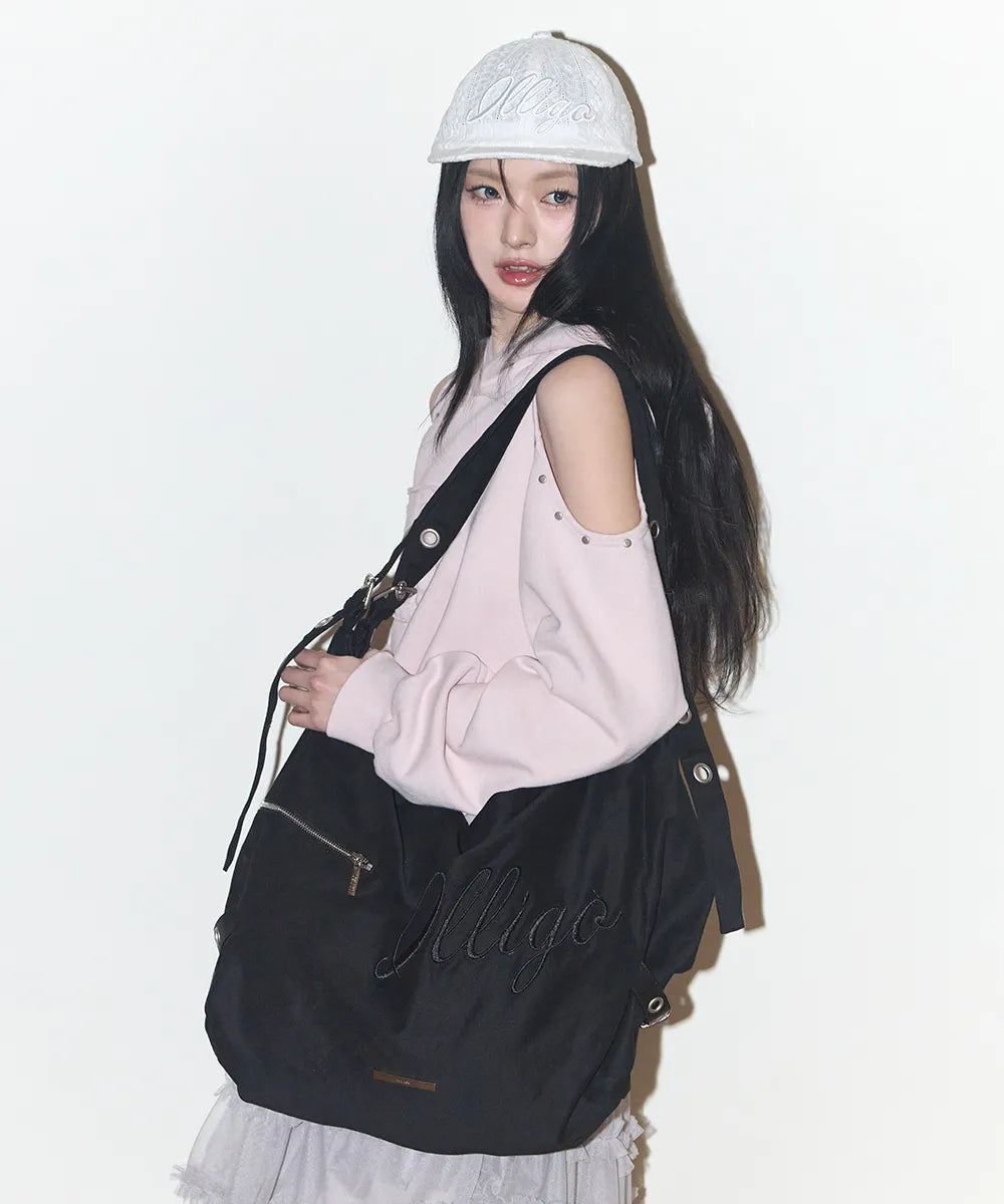 ILLIGO LETTERING BIG SHOULDER BAG - BLACK