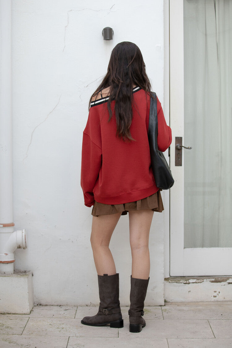 SPORTY OVERSIZE SWEATSHIRT (RED)