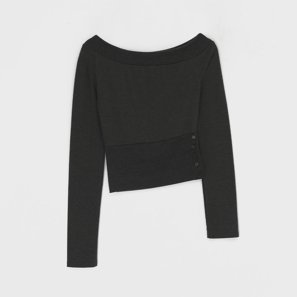 韓國製造 Slit Button Off-Shoulder Top / 4colors