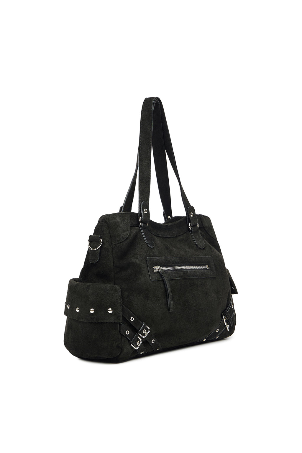 DEINET STUD POCKET BIG BAG IN SUEDE BLACK