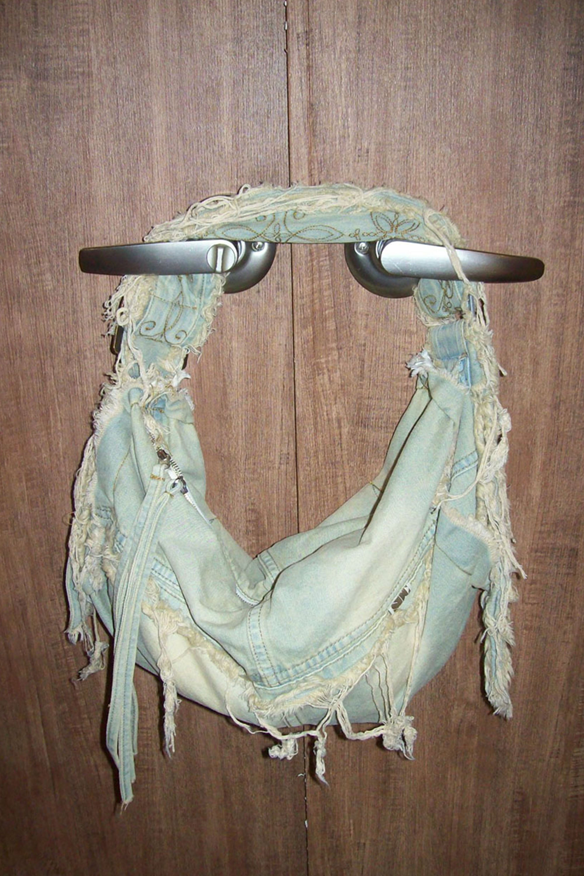 Sculptor Destroyed Denim Duffel Bag Vintage Ice