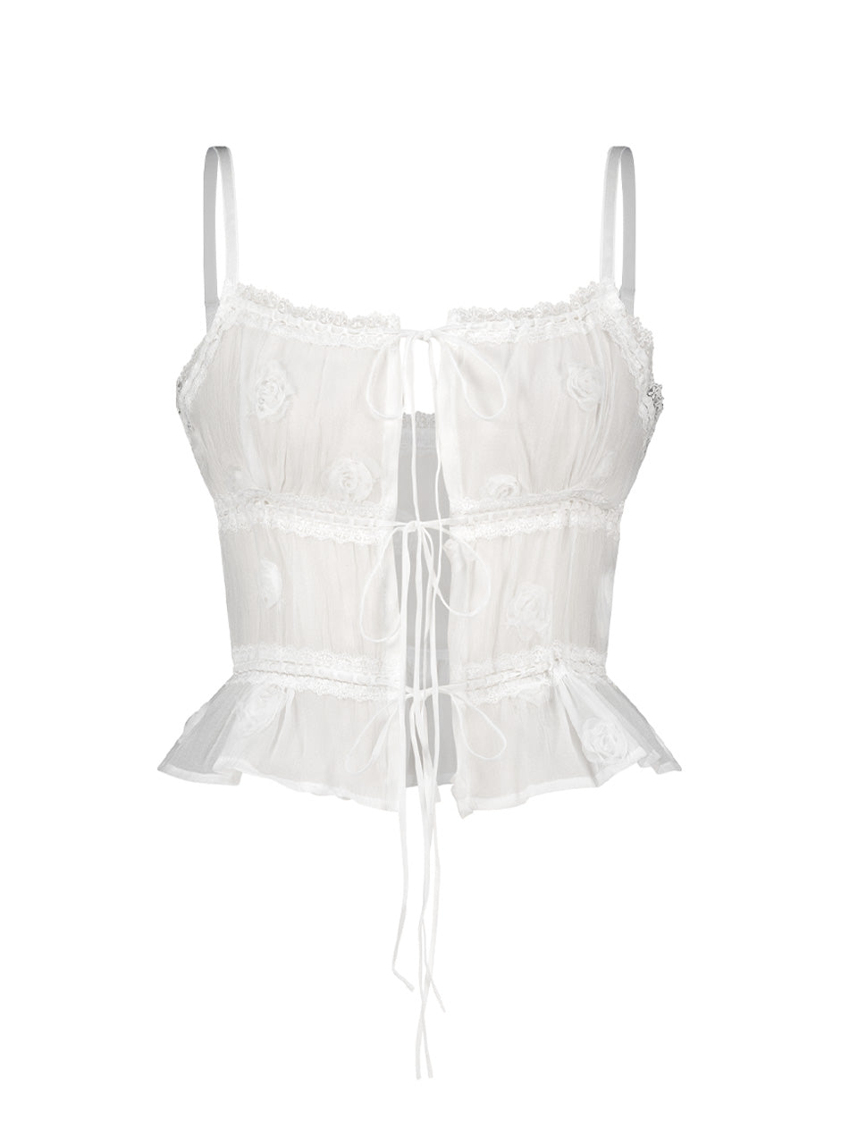 [asif calie] CORSAGE LACE SLEEVELESS BLOUSE WHITE