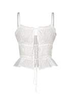 [asif calie] CORSAGE LACE SLEEVELESS BLOUSE WHITE