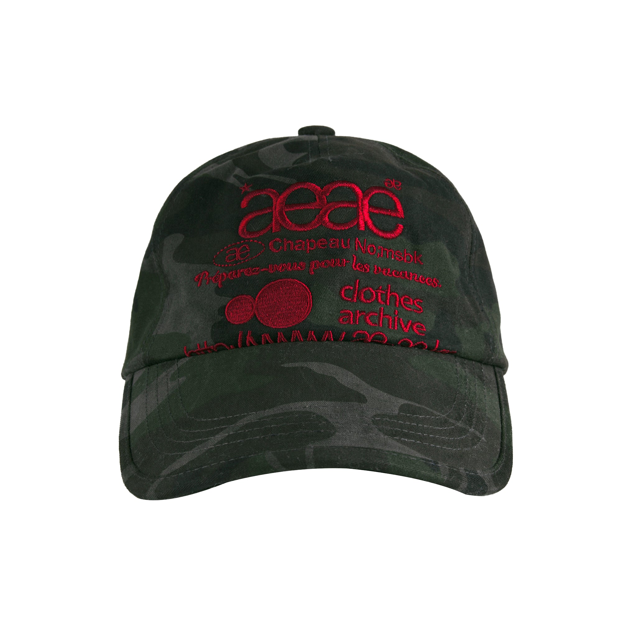 aeae WEB LOGO CAMO 5 PANNEL CAP - [BLACK]