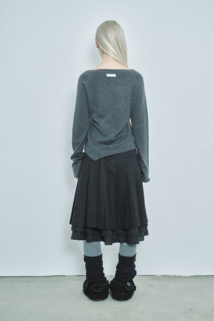 hugyourskin Fallen angel button knit top (Charcoal)