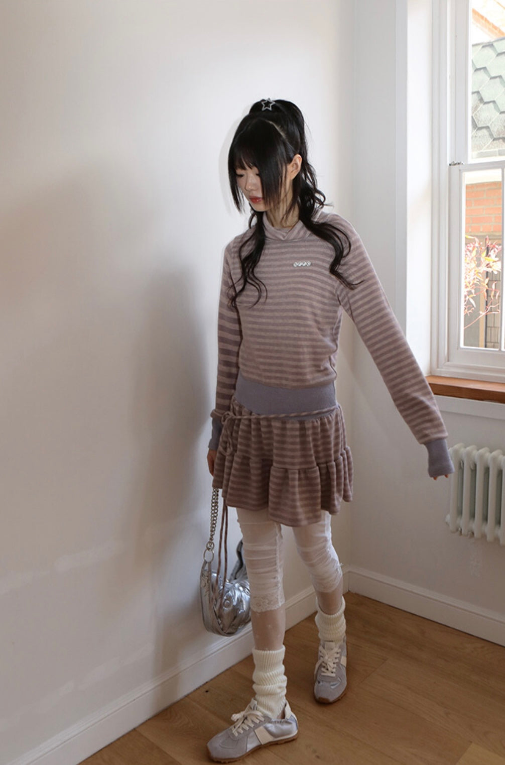 [miyeon/wendy同款🎀] nofficialnoffice WIDE TURTLENECK DRESS TOP PINK BEIGE