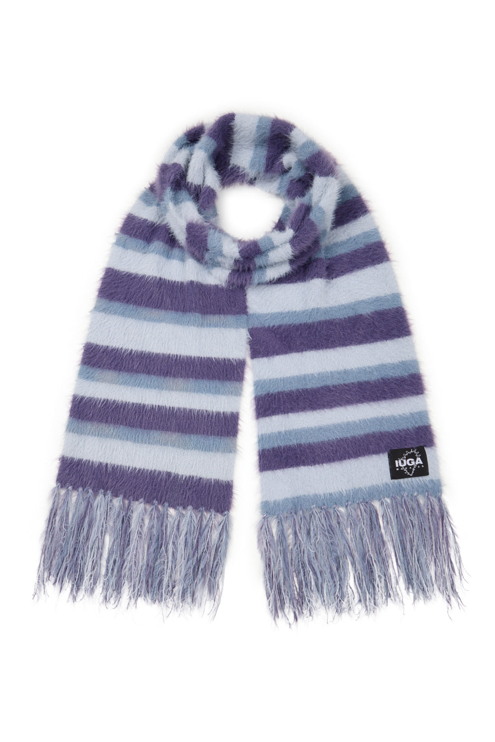 IUGA Striped Hairy Bold Muffler (Light Purple)