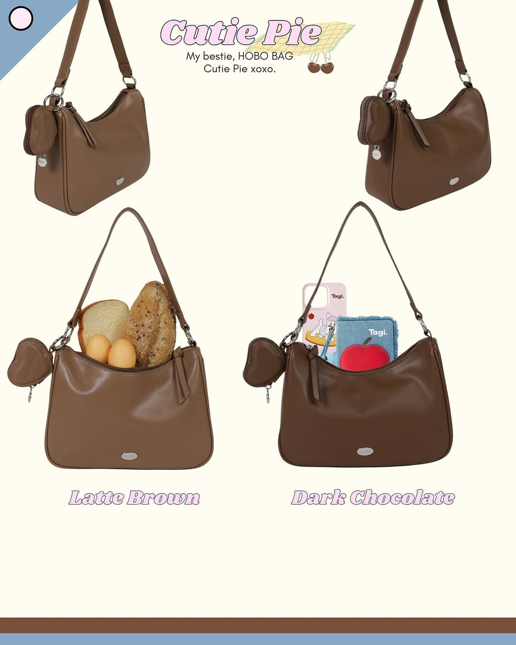 Cutie Pie Hobo Bag (crossbody OK!!) - 16colors
