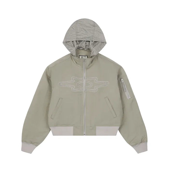 LSC Appliqué Hidden Hoodie Ma-1 Jacket Beige