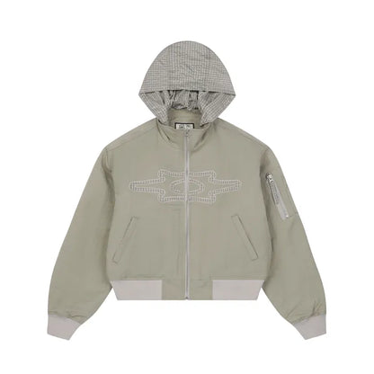 LSC Appliqué Hidden Hoodie Ma-1 Jacket Beige