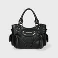 IUGA Studded Leather Mini Shoulder Bag (Black)
