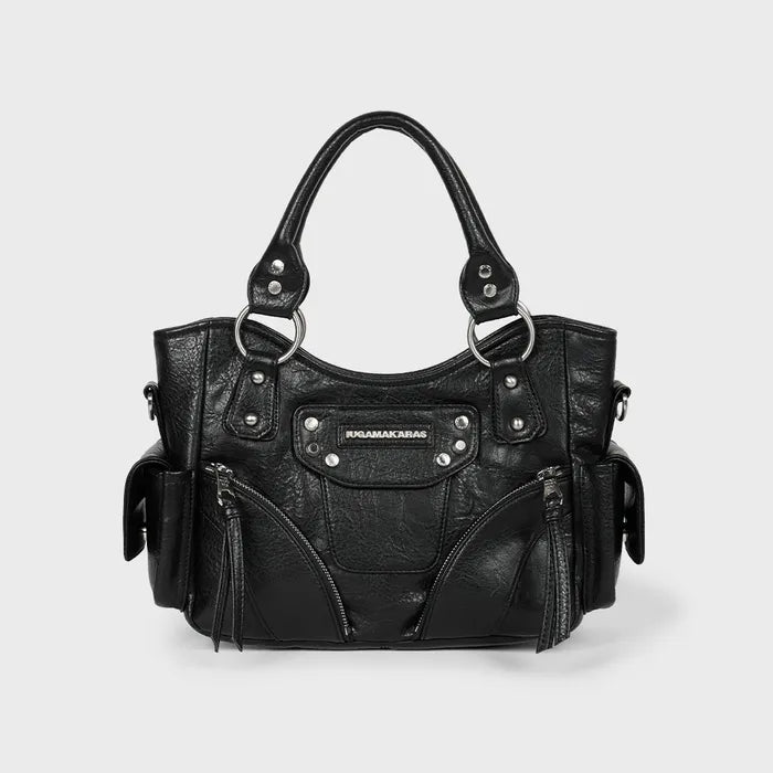 IUGA Studded Leather Mini Shoulder Bag (Black)