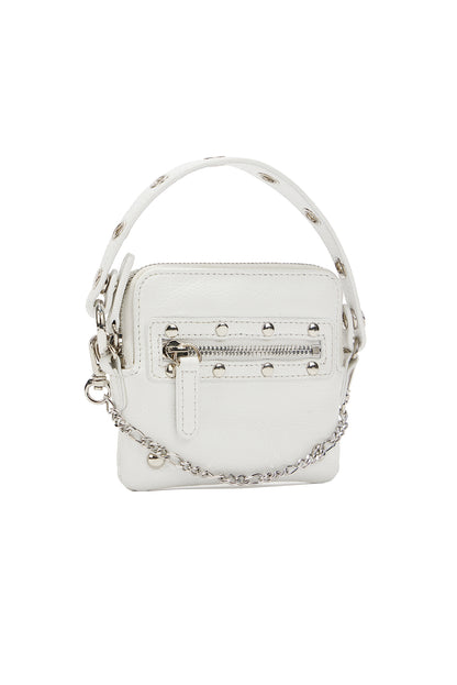 DEINET Studded Cross Chain Wallet / White