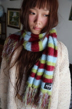 IUGA Striped Hairy Bold Muffler (Burgundy)