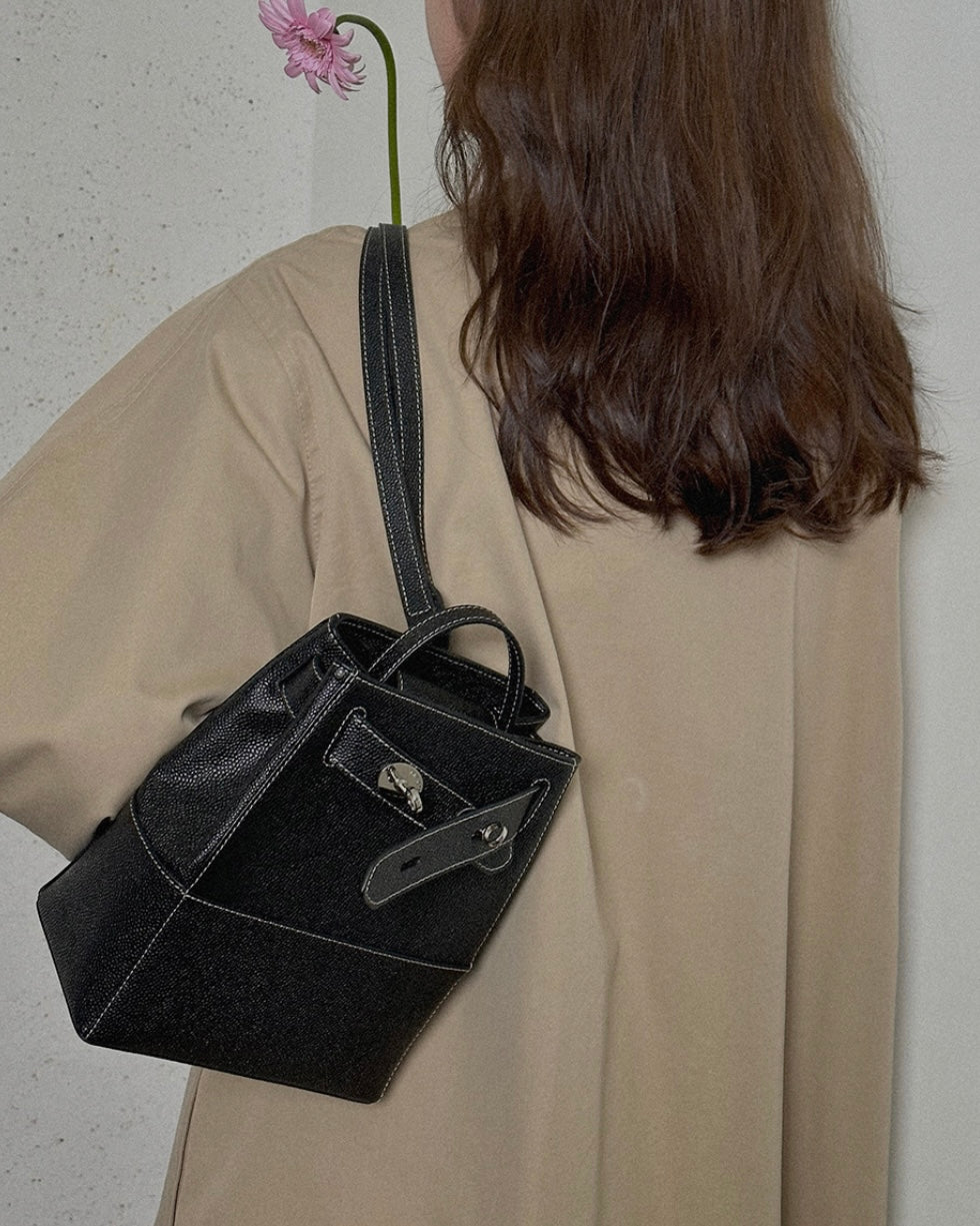 [100%牛皮] THE OFTN TULLY BACKPACK / BLACK STITCH (SILVER)