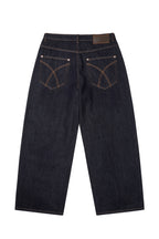 AAKAM Side Rhinestone Denim Pants (Dark Blue)