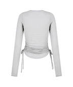 [illigo] BOW BOLERO SHIRRING TOP_GREY