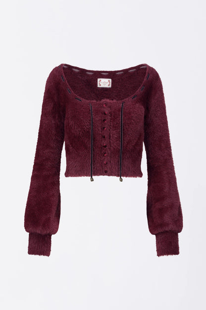 Angora Cardigan Burgundy