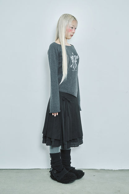 hugyourskin Fallen angel button knit top (Charcoal)