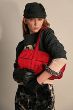 NANACREW MINI DUFFLE BAG - FLORAL JACQUARD ROSE RED