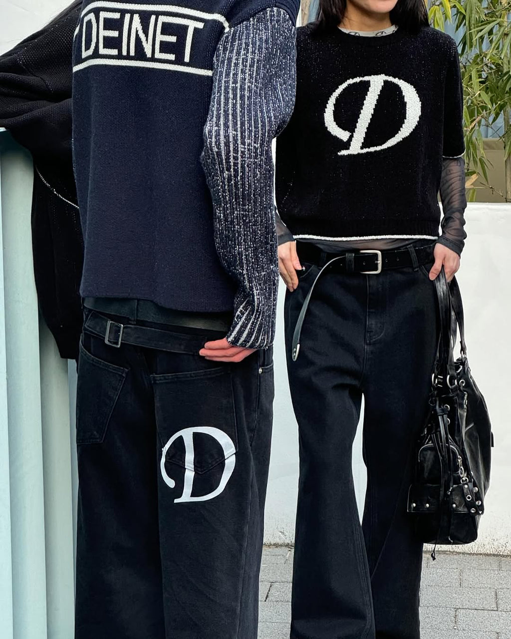 DEINET NEW STUD STRING BIG BAG IN BLACK