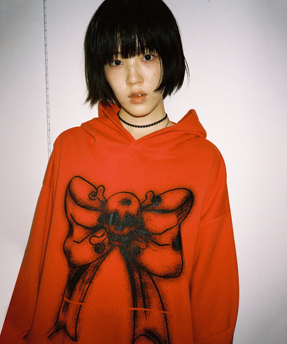 niceghostclub SKULL RIBBON HOODIE [RED]