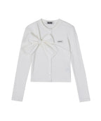 Ribbon Tie Knit Cardigan - White