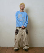 LSC CHECK PATCH WIDE COTTON PANT (BEIGE)
