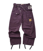 [LSC] Cross Button Wide Cotton Belt Bag Pants - 3 Colors