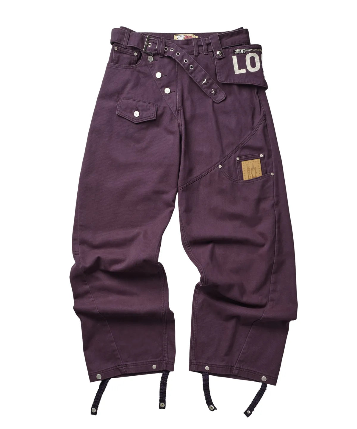 [LSC] Cross Button Wide Cotton Belt Bag Pants - 3 Colors