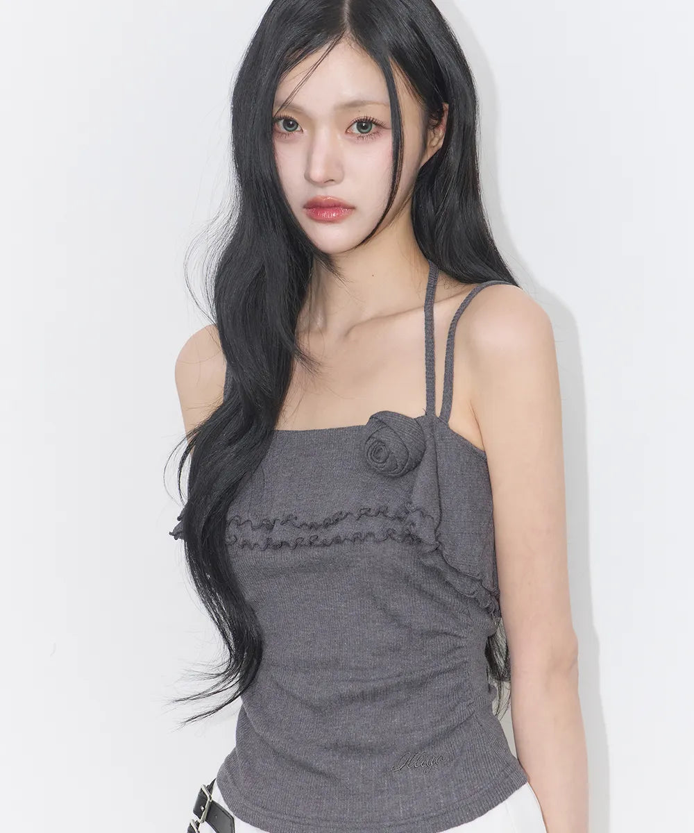 [ILLIGO] ROSE RUFFLE SLEEVELESS_4 COLORS