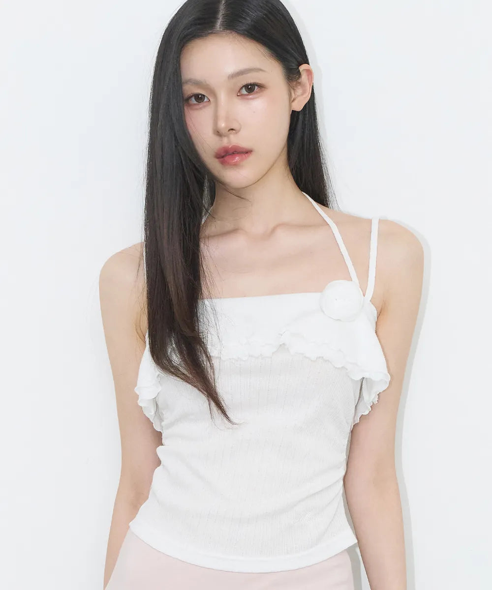 [ILLIGO] ROSE RUFFLE SLEEVELESS_4 COLORS