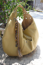 DEPC EYELET LEATHER BAG - LARGE (BUTTER)
