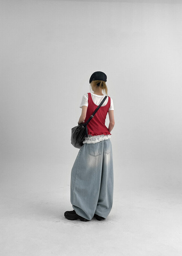 [韓國製造🇰🇷] Frill Henry Neck Tank Top / 2colors