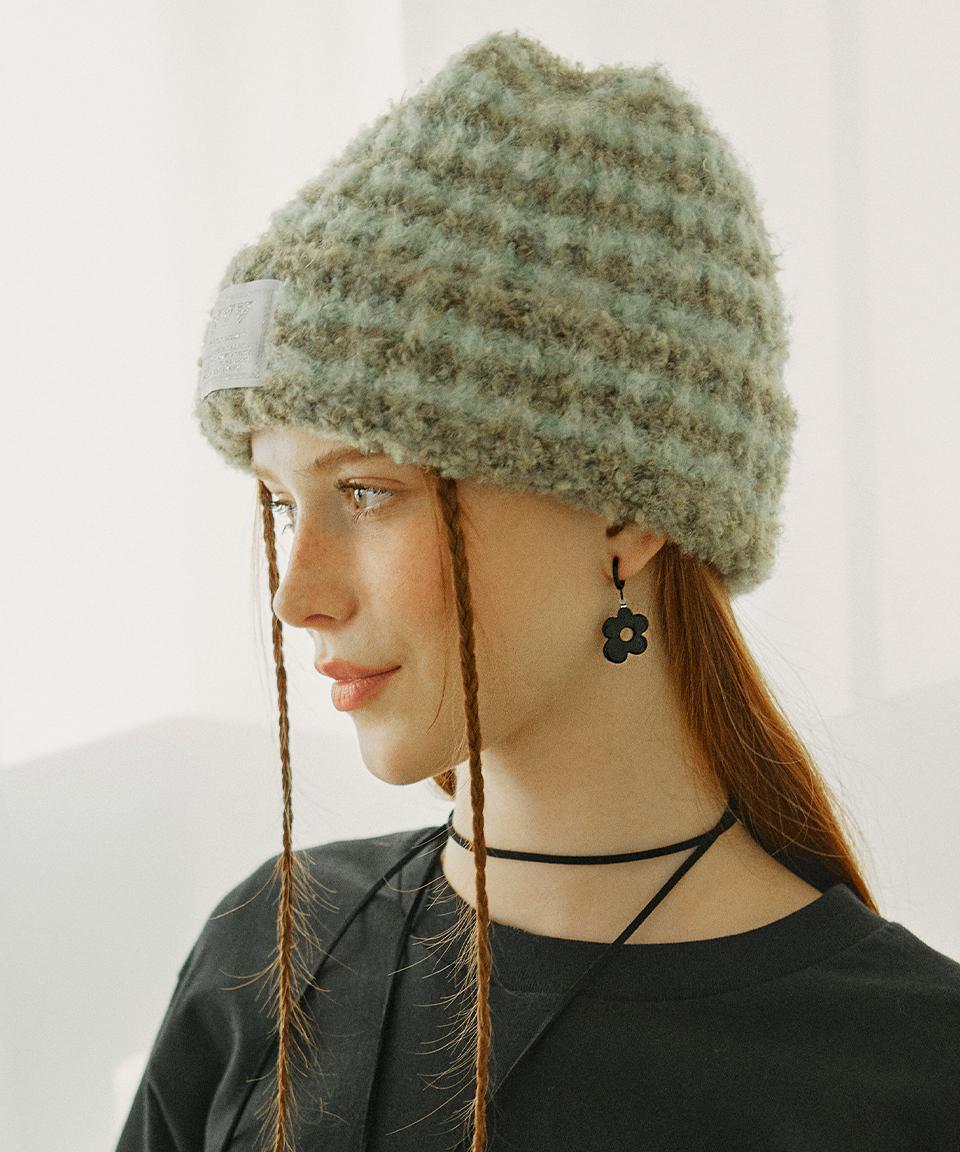 vvv Logo Stripe Mix Beanie / Green