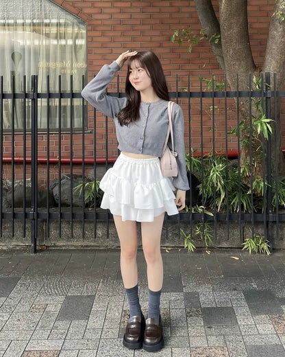 Classic Short Cardigan / grey