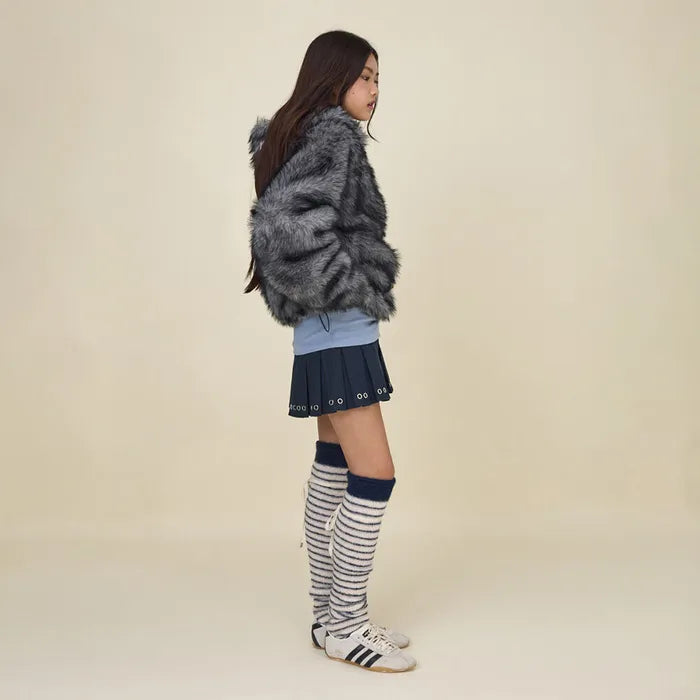 GLOWNY SUNDAE STRIPE KNIT WARMER (NAVY)