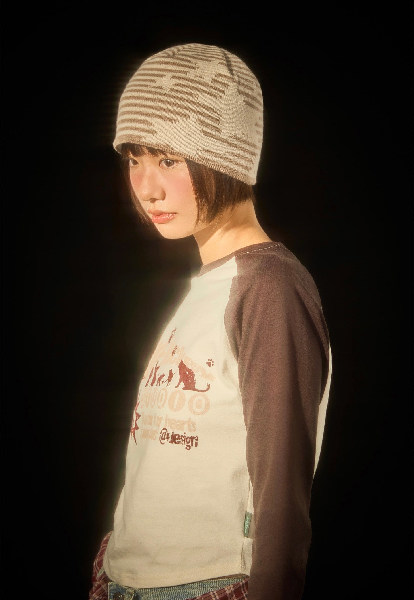 STRIPE STAR BEANIE / 2COLORS