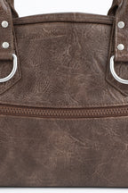 IUGA STUDDED LEATHER BOWLING BAG / BROWN