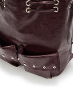 DEINET 5-WAY STUD POCKET MULTI BAG IN BURGUNDY