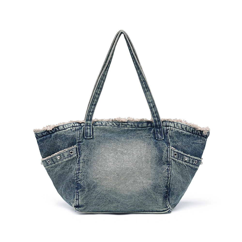 Denim Fringe Shoulder Bag