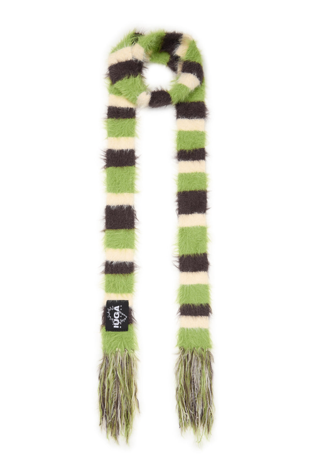 IUGA Striped Hairy Skinny Muffler (Green)