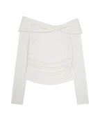[illigo] BOW OFF SHOULDER LONG SLEEVE_WHITE
