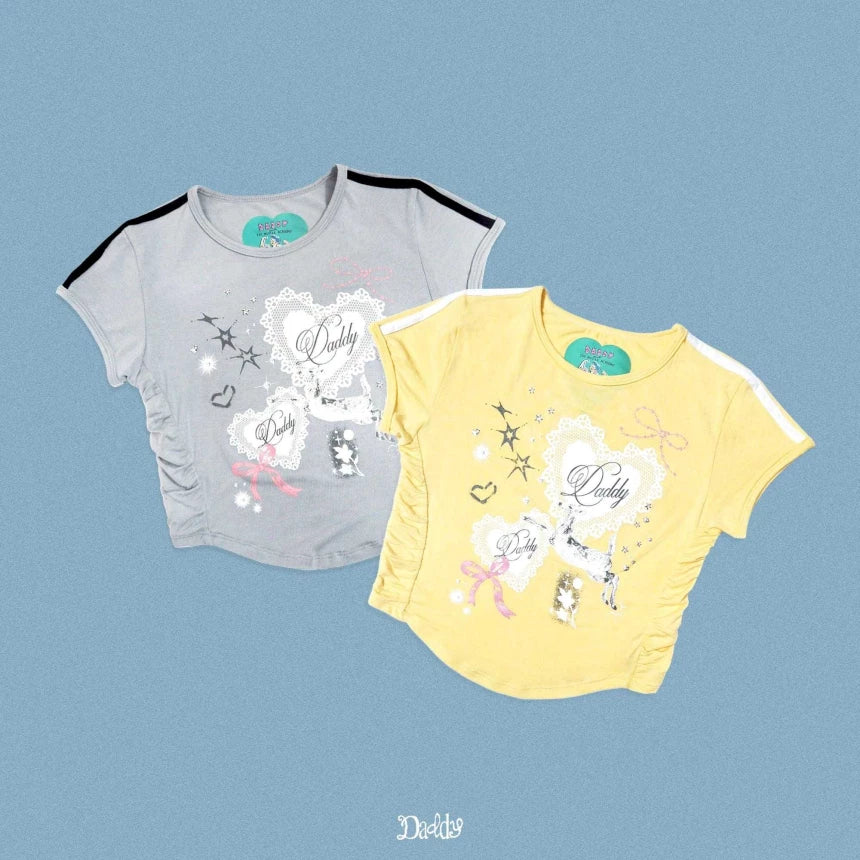 Daddy Dazzling Deer Crop Top - grey/yellow