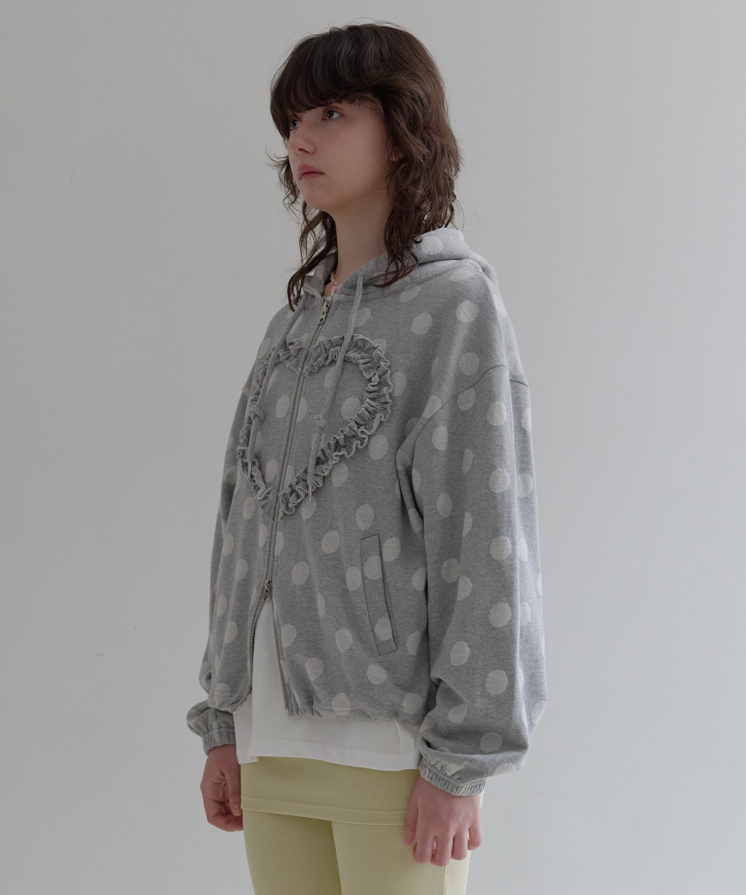 [Rei同款🎀] funfromfun FRILL HEART HOODIE DOT / 2COLORS